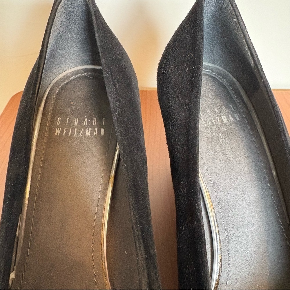 Stuart Weitzman Choke Up Black Suede Wedge Size 7.5 - Picture 6 of 9
